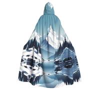 WHJDPP La capa con capucha White Snowy Mountains Picture para adultos es un poncho con capucha súper grande, cómodo y duradero para Halloween