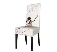 WHJDPP La funda para silla de comedor con patrón de mariposa para niña es fácil de desmontar y está hecha de tela de alta resistencia que es resistente al desgaste