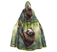 WHJDPP Lazy Cute - Capa con capucha de perezoso colgando las ramas impresa de Halloween para adultos, capa con capucha súper grande sin cremallera