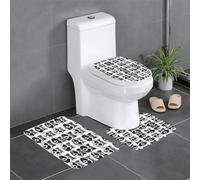 WHJDPP Lindo juego de alfombras de baño antideslizantes con estampado de mapache, 3 piezas, alfombrillas ovaladas y rectangulares para inodoro, tocador y baños