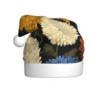 WHJDPP Líneas y flores de pantalla completa Imagen Sombreros de Navidad de felpa para hombres y mujeres, gorras de fiesta de Año Nuevo para adultos
