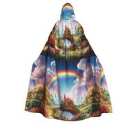 WHJDPP Little World Under the Rainbow - Capa con capucha para adultos con pajarita para fiestas de disfraces, cosplay