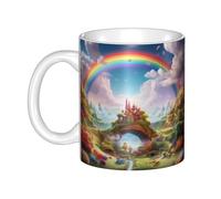 WHJDPP Little World Under the Rainbow Picture - Taza de cerámica para capuchino, latte, cereales, yogur, leche, bebidas calientes o frías, horno de microondas