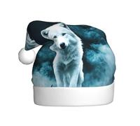 WHJDPP Lobo con imagen de humo para hombres y mujeres, sombreros de Navidad de felpa para adultos y Año Nuevo