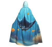 WHJDPP Manta Ray and Fish Printing - Capa con capucha para adultos es un poncho con capucha de Halloween súper grande, cómodo y duradero
