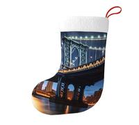 Whjdpp New York Manhattan Bridge - Calcetines de Navidad impresos de doble cara para decoración de interiores y fiestas de gran capacidad