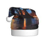 WHJDPP New York Manhattan Bridge Night Picture - Sombreros de Navidad de felpa para hombres y mujeres, gorras de fiesta de Año Nuevo para adultos