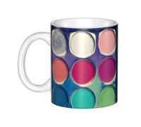 WHJDPP Paleta de colores redondos, tazas de cerámica para capuchino, latte, cereales, yogur, leche, bebidas calientes o frías, horno de microondas