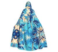 WHJDPP Palmeras y tortugas marinas buceando bajo el agua, estampado de Halloween para adultos, capa con capucha para fiestas de disfraces y eventos temáticos