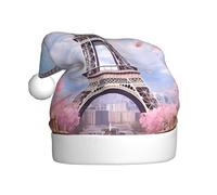 WHJDPP Paris Street Eiffel Tower - Gorro de Navidad con estampado floral rosa para adultos, diseño suave, ligero y esponjoso para hombres y mujeres