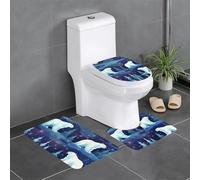 WHJDPP Polar Bears Northern Lights - Juego de 3 piezas antideslizante de secado rápido para baño, tapete de ducha duradero