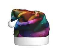 WHJDPP Rainbow Rose Picture - Sombreros de Navidad de felpa para hombre y mujer, gorras de fiesta de Año Nuevo para adultos