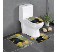 WHJDPP Rge and Small Black Bears - Juego de alfombras antideslizantes para baño, 3 piezas, contorneado, ovaladas y rectangulares para inodoro, tocador y baños