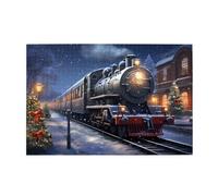 Whjdpp - Rompecabezas de 1000 piezas con patrón de tren de ferrocarril para invierno, Navidad, nieve, noche, ferrocarril, educativo, intelectual, rompecabezas de madera, rompecabezas divertidos