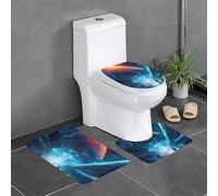 WHJDPP Science Fiction Future Printing - Juego de alfombras de baño antideslizantes de 3 piezas con contorno, ovaladas y rectangulares para inodoro, tocador y baños