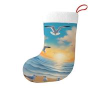 Whjdpp Seagulls by The Sea - Calcetines de Navidad impresos de doble cara para decoración de interiores y fiestas de gran capacidad