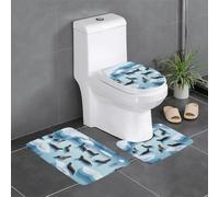 WHJDPP Seals On Ice Print - Juego de tres piezas antideslizante de secado rápido para baño, tapete de ducha duradero y antideslizante