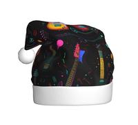 WHJDPP Sombrero de Navidad con estampado musical de guitarra eléctrica mágica para adultos, suave y esponjoso, ideal para uso a largo plazo