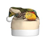 WHJDPP Sombrero de Navidad impreso con texto en inglés "The Parrot Drinking a Drink" para celebraciones festivas de adultos, como regalo para hombres y mujeres