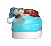 WHJDPP Sombreros de Navidad de felpa con imagen de peces y arrecifes de coral para hombres y mujeres, gorras de fiesta de Año Nuevo para adultos