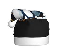 WHJDPP Sombreros de Navidad de felpa para hombres y mujeres con diseño de pingüinos espaciales en la luna, gorras de fiesta de Año Nuevo para adultos