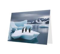 WHJDPP Tarjeta de felicitación azul con diseño de pingüinos en el iceberg de 4 x 6 pulgadas para Navidad, cumpleaños infantiles, día de San Valentín, aniversarios de boda e invitaciones de fiesta