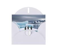 WHJDPP Tarjeta de felicitación blanca con diseño de pingüinos en el iceberg de 4 x 6 pulgadas para Navidad, cumpleaños infantiles, día de San Valentín, aniversarios de boda e invitaciones de fiesta