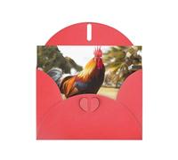 WHJDPP Tarjeta de felicitación roja con estampado de gallo de 4 x 6 pulgadas para Navidad, cumpleaños de niños, día de San Valentín, aniversarios de boda e invitaciones de fiesta