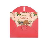 WHJDPP Tarjeta de felicitación roja con texto en inglés "You Are Awesome Sloth" de 4 x 6 pulgadas para Navidad, cumpleaños infantiles, día de San Valentín, aniversarios de boda e invitaciones de