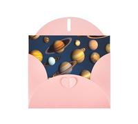 WHJDPP Tarjeta de felicitación rosa con diseño de planetas del sistema solar de 4 x 6 pulgadas para Navidad, cumpleaños de niños, día de San Valentín, aniversarios de boda e invitaciones de fiesta