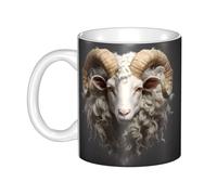 WHJDPP Taza de cerámica con diseño de cabeza de oveja para capuchino, latte, cereales, yogur, leche, bebidas calientes o frías, horno de microondas