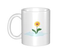 WHJDPP Taza de cerámica con diseño de flor pegada en una pila de nieve para capuchino, latte, cereales, yogur, leche, bebidas calientes o frías, horno de microondas