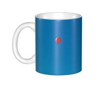 WHJDPP Taza de cerámica con diseño de globos rojos en un cielo azul para capuchino, latte, cereales, yogur, leche, bebidas calientes o frías, horno de microondas