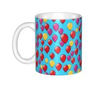 WHJDPP Taza de cerámica con diseño de globos volando en el cielo para capuchino, latte, cereales, yogur, leche, bebidas calientes o frías, horno de microondas
