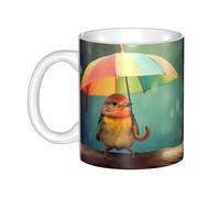 WHJDPP Taza de cerámica con diseño de pájaro bajo el arco iris, para capuchino, latte, cereales, yogur, leche, bebidas calientes o frías, horno de microondas