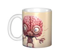 WHJDPP Taza de cerámica con imagen de cerebro humano para capuchino, latte, cereales, yogur, leche, bebidas calientes o frías, horno de microondas