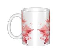 WHJDPP Taza de cerámica con imagen de hoja de arce roja para capuchino, latte, cereales, yogur, leche, bebidas calientes o frías, horno de microondas