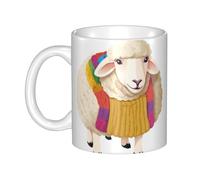 WHJDPP Taza de cerámica con imagen de oveja para capuchino, latte, cereales, yogur, leche, bebidas calientes o frías, horno de microondas