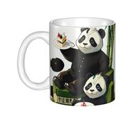 WHJDPP Taza de cerámica con imagen de pandas of Father and Son para capuchino, latte, cereales, yogur, leche, bebidas calientes o frías, horno de microondas