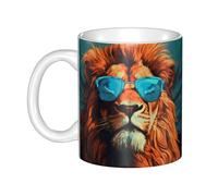WHJDPP Taza de cerámica con imagen del Rey León para capuchino, latte, cereales, yogur, leche, bebidas calientes o frías, horno de microondas