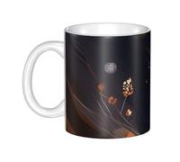 WHJDPP Taza de cerámica con impresión mediana oscura para capuchino, latte, cereales, yogur, leche, bebidas calientes o frías, horno de microondas