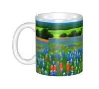 WHJDPP Texas Bluebonnets Scenery - Taza de cerámica para capuchino, latte, cereales, yogur, leche, bebidas calientes o frías, horno de microondas