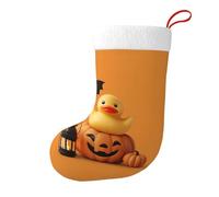 Whjdpp The Joy of Pumpkin and Duck - Calcetines de Navidad impresos de doble cara para decoración de interiores y fiestas de gran capacidad