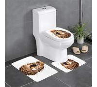 WHJDPP The Little Squirrel in The Pine Cone House - Juego de 3 alfombrillas antideslizantes para baño, 24 x 16 pulgadas, rectangulares, en forma de U y ovaladas para inodoro, tocador y baño