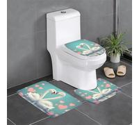 WHJDPP The Swan in Love - Juego de alfombras antideslizantes para baño, 3 piezas, diseño ovalado, rectangular para inodoro, tocador y baños