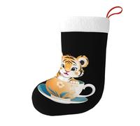 Whjdpp Tiger Cub in Teacup Printing Double Sided Printed Christmas Socks for Large Capacity Holiday Party Indoor Decor