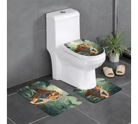 WHJDPP Tiger in The Jungle - Juego de tres piezas antideslizante de secado rápido para baño, tapete de ducha duradero y antideslizante