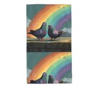 WHJDPP Toallas de toalla con imagen de Pigeons Under The Rainbow de 27.5 x 16 pulgadas, respetuosas con la piel, absorbentes, esponjosas y suaves para baño, playa, exteriores