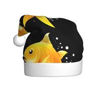 WHJDPP Un pez dorado brillante salta fuera del agua Imagen Sombreros de Navidad de felpa para hombres y mujeres, gorras de fiesta de Año Nuevo para adultos