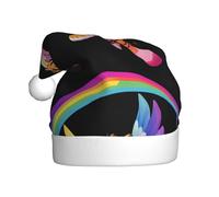 WHJDPP Un tigre con alas volando en un arco iris Imagen Sombreros de Navidad de felpa para hombres y mujeres, gorras de fiesta de Año Nuevo para adultos
